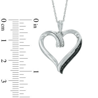 Peoples Enhanced Black and White Diamond Accent Heart Pendant in