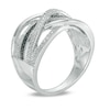 Thumbnail Image 1 of Black and White Diamond Accent Loose Woven Multi-Row Ring in Sterling Silver