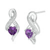 Thumbnail Image 0 of 5.0mm Heart-Shaped Amethyst and Diamond Accent Infinity Drop Earrings in 10K White Gold