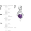 Thumbnail Image 1 of 5.0mm Heart-Shaped Amethyst and Diamond Accent Infinity Drop Earrings in 10K White Gold