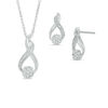 Thumbnail Image 0 of Diamond Accent Infinity Earrings and Pendant Set in Sterling Silver