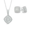 Thumbnail Image 0 of Diamond Accented Square Frame Pendant and Stud Earrings Set in Sterling Silver