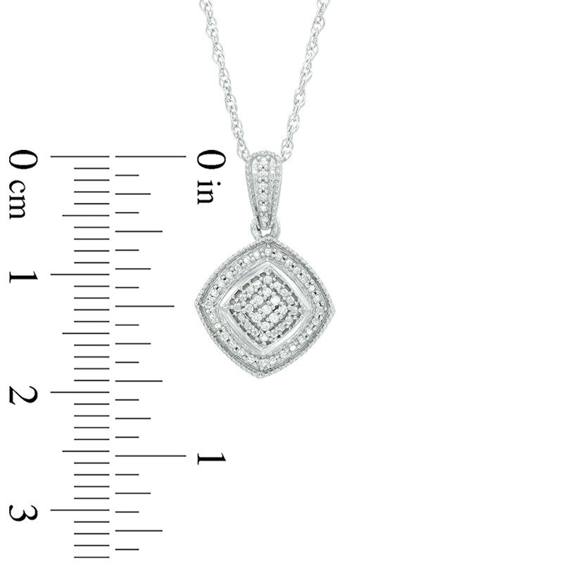 Diamond Accented Square Frame Pendant and Stud Earrings Set in Sterling Silver