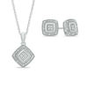 Thumbnail Image 0 of Diamond Accent Square Frame Pendant and Stud Earrings Set in Sterling Silver