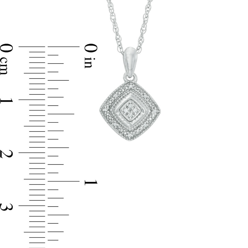 Diamond Accent Square Frame Pendant and Stud Earrings Set in Sterling Silver
