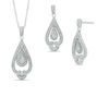 Thumbnail Image 0 of Diamond Accent Teardrop Vintage-Style Pendant and Earrings Set in Sterling Silver