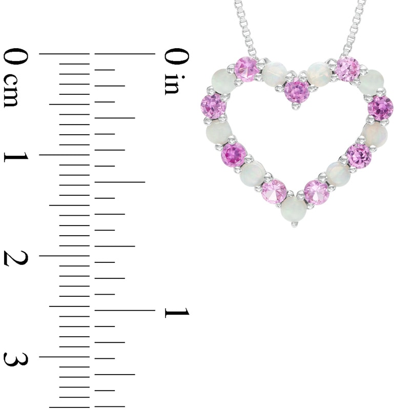 Lab-Created Opal and Pink Sapphire Heart Pendant in Sterling Silver