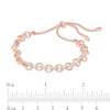 Thumbnail Image 1 of Lab-Created White Sapphire Open Link Bolo Bracelet in Sterling Silver and 18K Rose Gold Plate - 9.0"
