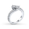 Thumbnail Image 2 of Ever Us™ 2.00 CT. T.W. Two-Stone Diamond Bypass Ring in 14K White Gold