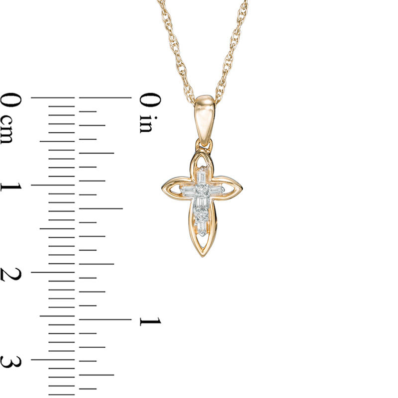 Diamond Accent Outlined Cross Pendant in 10K Gold