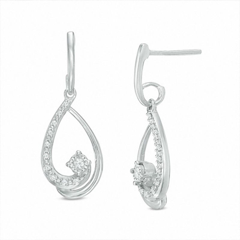 0.065 CT. T.W. Diamond Cradle Drop Earrings in Sterling Silver