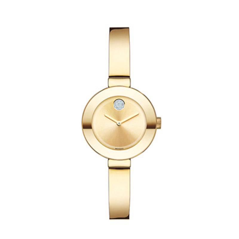 Ladies' Movado Bold® Crystal Gold-Tone Bangle Watch with Gold-Tone Dial (Model: 3600285)