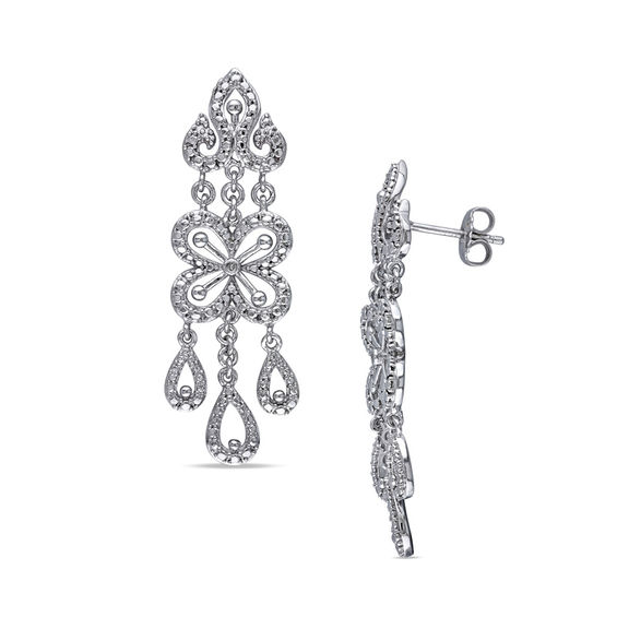 Diamond Accent Vintage Style Chandelier Earrings In Sterling Silver Diamond Accent Vintage Style Chandelier Earrings In Sterling Silver