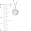 Thumbnail Image 1 of Vera Wang LOVE 7.5 - 8.0mm Cultured Akoya Pearl and Diamond Accent Frame Pendant in 14K White Gold