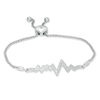 Thumbnail Image 0 of 0.20 CT. T.W. Diamond Heartbeat Bolo Bracelet in Sterling Silver - 8.5"