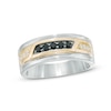 Thumbnail Image 0 of Men's 0.33 CT. T.W. Enhanced Black and White Diamond Band in 10K Two-Tone Gold