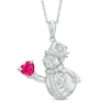 Thumbnail Image 0 of Heart-Shaped Lab-Created Ruby and Diamond Accent Snowman Pendant in Sterling Silver