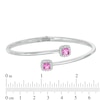 Thumbnail Image 1 of 5.0mm Cushion-Cut Lab-Created Pink and White Sapphire Frame Hinged Bangle in Sterling Silver