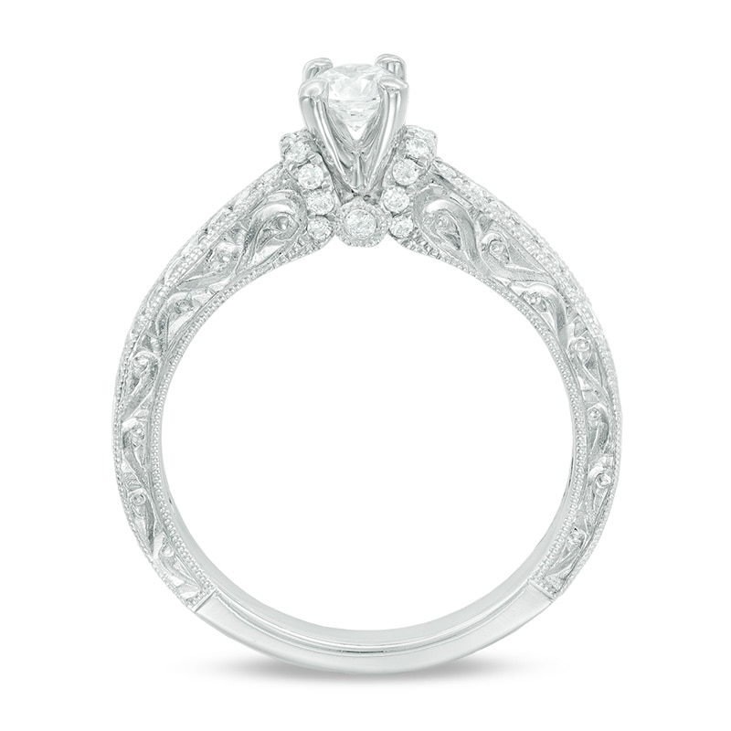 0.58 CT. T.W. Diamond Vintage-Style Bridal Set in 10K White Gold