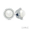 Thumbnail Image 0 of Vera Wang Love Collection Cultured Akoya Pearl and 0.13 CT. T.W. Diamond Star Frame Stud Earrings in 14K White Gold