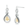 Thumbnail Image 0 of 0.18 CT. T.W. Enhanced Black and White Diamond Infinity Flower Drop Earrings in Sterling Silver and 10K Gold
