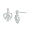Thumbnail Image 0 of Diamond Accent Heart Frame Flower Drop Earrings in Sterling Silver