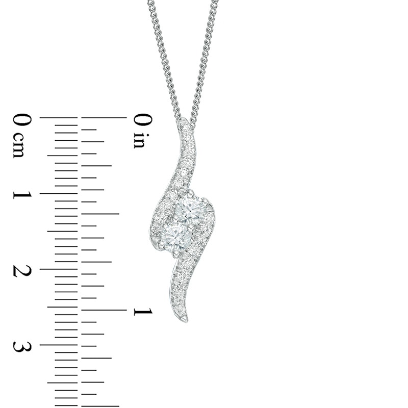 Ever Us™ 0.75 CT. T.W. Two-Stone Diamond Bypass Pendant in 14K White Gold - 19"
