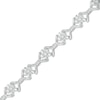 Thumbnail Image 0 of 0.18 CT. T.W. Diamond Flower Fashion Link Bracelet in 10K White Gold
