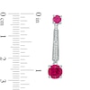 Thumbnail Image 1 of Lab-Created Ruby, White Sapphire and 0.13 CT. T.W. Diamond Drop Earrings in Sterling Silver