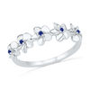 Thumbnail Image 0 of Lab-Created Blue Sapphire Flower Band in Sterling Silver