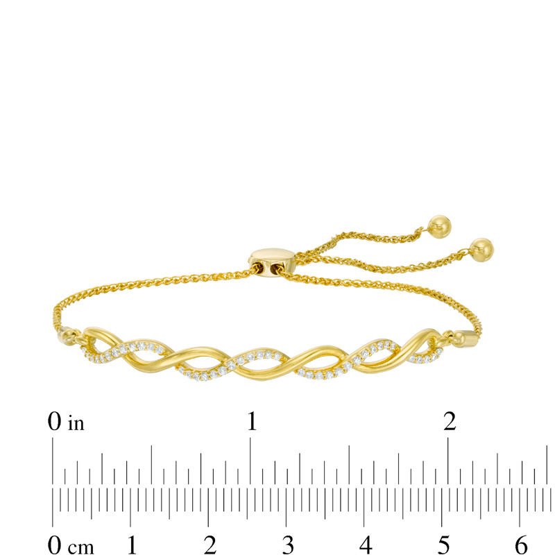 0.25 CT. T.W. Diamond Twist Bolo Bracelet in 10K Gold - 8.0"