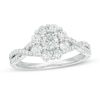 Thumbnail Image 0 of 0.95 CT. T.W. Canadian Certified Diamond Frame Engagement Ring in 14K White Gold (I/I2)