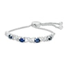 Thumbnail Image 0 of Oval Lab-Created Blue Sapphire and 0.09 CT. T.W. Diamond Infinity Bolo Bracelet in Sterling Silver - 9.5"