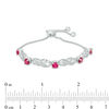 Thumbnail Image 1 of 4.5mm Lab-Created Ruby and Diamond Accent Five Stone Infinity Bolo Bracelet in Sterling Silver - 9.5"