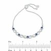 Thumbnail Image 1 of Lab-Created Blue Sapphire and 0.09 CT. T.W. Diamond Five Stone Infinity Bolo Bracelet in Sterling Silver - 9.5"