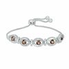 Thumbnail Image 0 of 4.0mm Smoky Quartz and 0.09 CT. T.W. Diamond Frame Five Stone Bolo Bracelet in Sterling Silver - 9.5"
