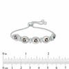Thumbnail Image 1 of 4.0mm Smoky Quartz and 0.09 CT. T.W. Diamond Frame Five Stone Bolo Bracelet in Sterling Silver - 9.5"