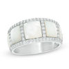 Thumbnail Image 0 of Mother-of-Pearl and Lab-Created White Sapphire Five Stone Ring in Sterling Silver