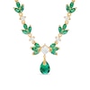 Thumbnail Image 0 of Lab-Created Green Quartz and White Sapphire Floral Necklace in Sterling Silver with 18K Gold Plate - 17"