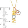 Thumbnail Image 1 of 0.10 CT. T.W. Diamond Vertical "MOM" and Motherly Love Heart Pendant in 10K Tri-Tone Gold