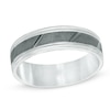 Thumbnail Image 0 of Men's 6.0mm Slanted Groove Band in Sterling Silver with Black Rhodium