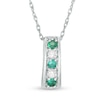 Thumbnail Image 0 of Lab-Created Emerald and White Sapphire Linear Five Stone Pendant in Sterling Silver