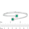 Thumbnail Image 1 of 5.0mm Cushion-Cut Green Quartz Doublet and Lab-Created White Sapphire Frame Bypass Bangle in Sterling Silver