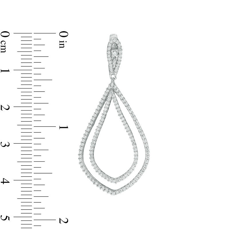 1.45 CT. T.W. Diamond Double Loop Teardrop Earrings in 10K White Gold