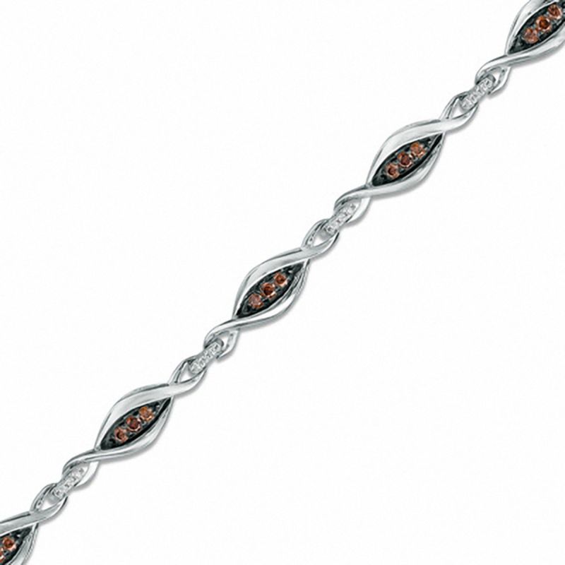0.45 CT. T.W. Champagne and White Diamond Twine Bracelet in 10K White Gold - 7.25"