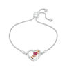 Thumbnail Image 0 of 4.0mm Lab-Created Ruby Tilted Heart with "MOM" Bolo Bracelet in Sterling Silver and 10K Rose Gold - 9.5"