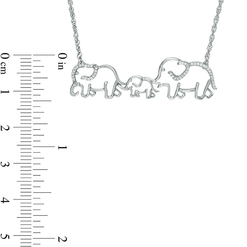 0.12 CT. T.W. Diamond Elephant Family Necklace in Sterling Silver - 17"