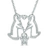 Thumbnail Image 0 of 0.12 CT. T.W. Diamond Penguin Family Necklace in Sterling Silver - 17"