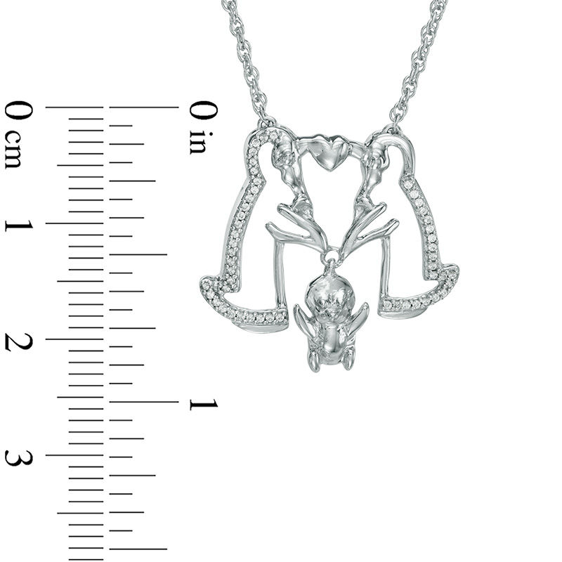 0.12 CT. T.W. Diamond Penguin Family Necklace in Sterling Silver - 17"