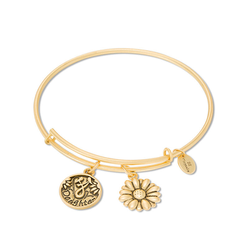 Chrysalis "Daughter" Charms Adjustable Bangle in Yellow-Tone Brass